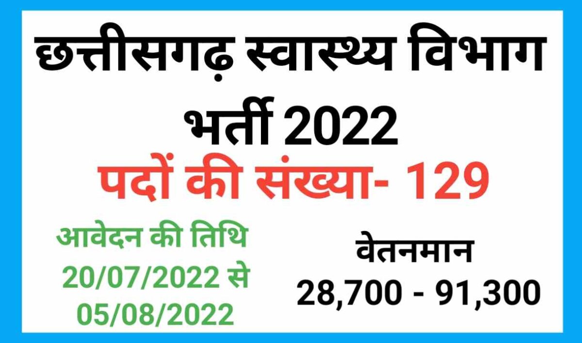 Cg health department Recruitment 2022 